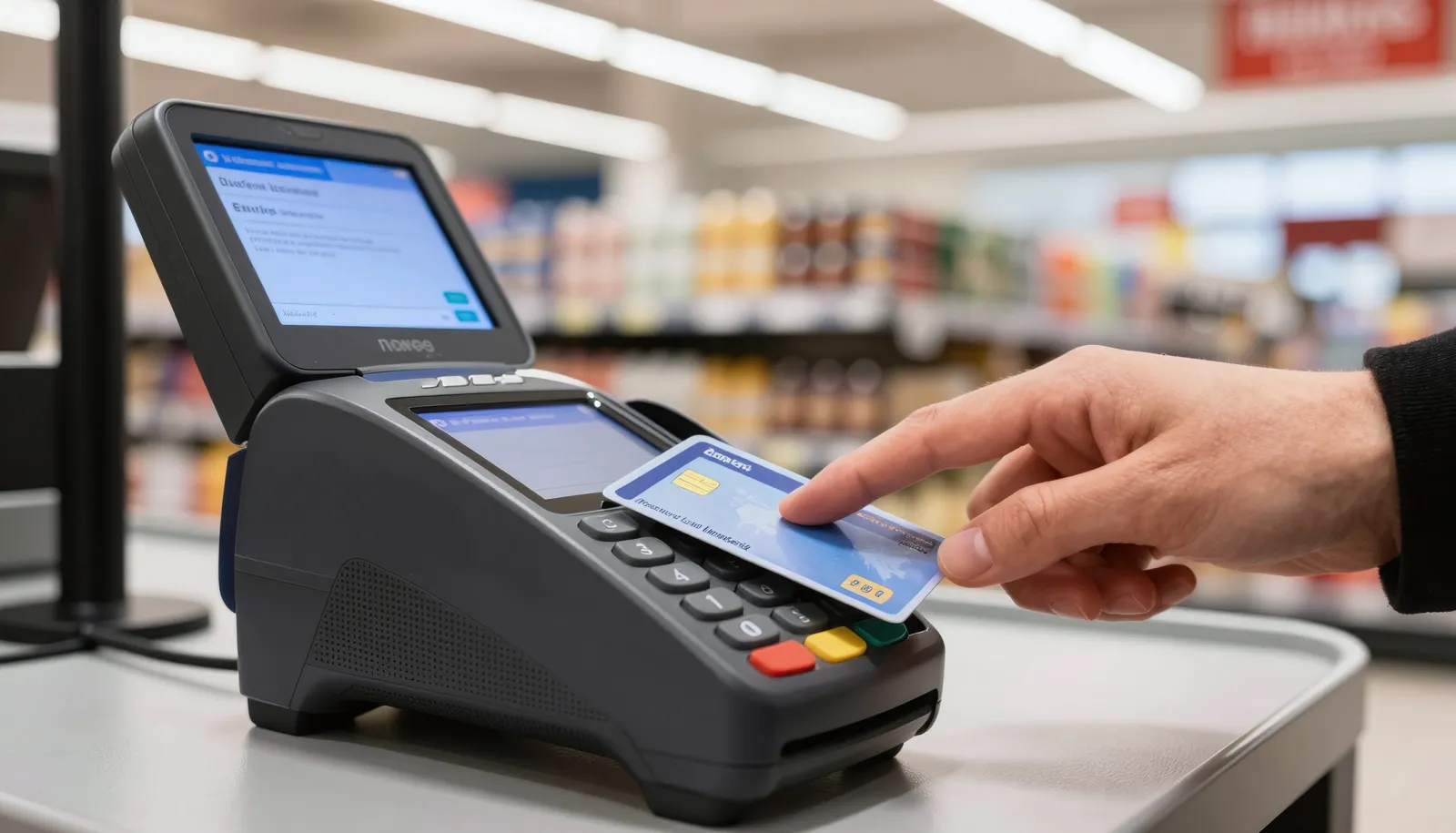 Contactless card payment in a Norwegian store after opening a bank account